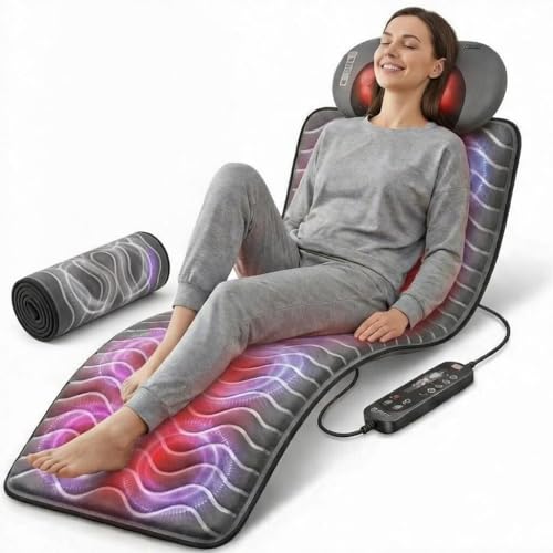 Powermat by Powerfit – Full Body Massage Mat with Detachable Massage Pillow, 9 Intensity Levels, 9 Massage Modes & 3 Heat Therapy Settings | Alleviates Muscle Pain, Improves Circulation, Stress Relief