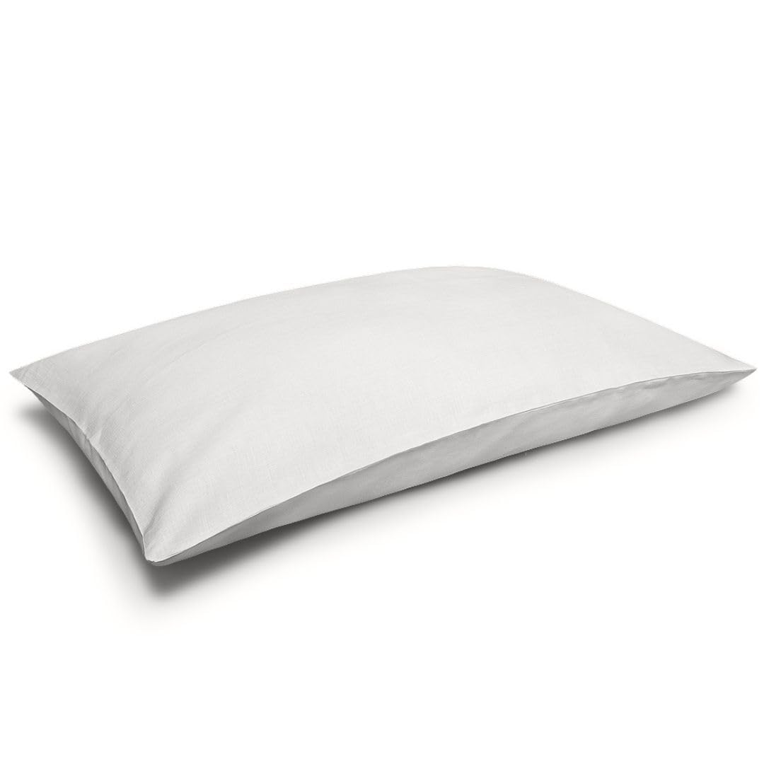 Cuore di lino - Federa letto in puro lino 100% Made in Italy Moderna Bianco Ottico 50x80cm