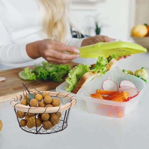 Cesta de hierro negra con agujeros de ventilación para conservar verduras frescas 7