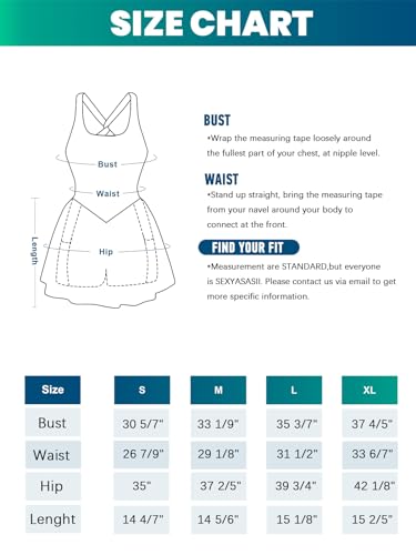 Sexyasasii Women Tennis Dress with Built in Shorts and Bra Sleeveless Casual Backless Golf Dress Athletic Dresses with Pockets Light Blue, Light Blue, L