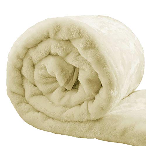 Sleep&Snuggle Premium Luxury Faux Fur Mink Throw Blanket - Soft, Cozy, and Warm - King (200cm x 240cm) Bed Throw Blanket for Ultimate Comfort and Style - Cream