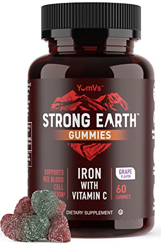 Strong Earth - Iron With Vitamin C Gummies For Adults, Teens & Kids (60 Count) | Iron Supplements With Vitamin C Gummy | Blood Builder Anemia Fe Iron Gummies | Iron Supplement For Women And Men #TOP29