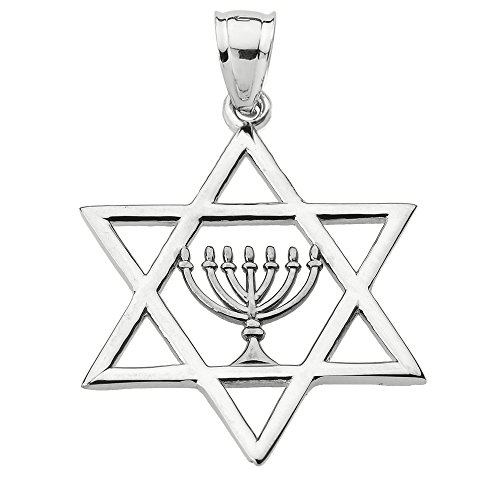 925 sterling silver Star of David with Menorah Pendant
