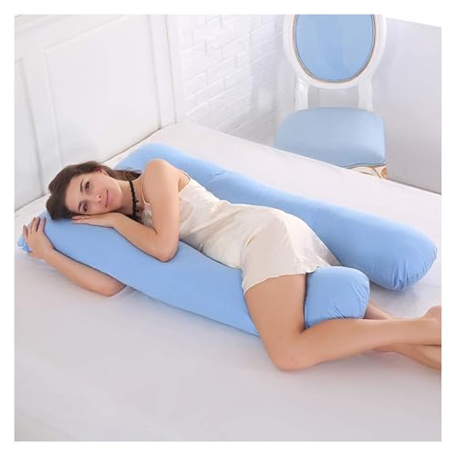 抱き枕 妊婦、 U字型全身用マタニティ枕、洗えるコットンカバー付き(Blue)