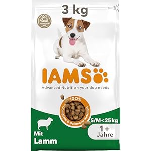 IAMS Hundefutter trocken mit Lamm – Trockenfutter für erwachsene Hunde ab 1 Jahr, geeignet für kleine & mittelgroße Hunde, 3 kg