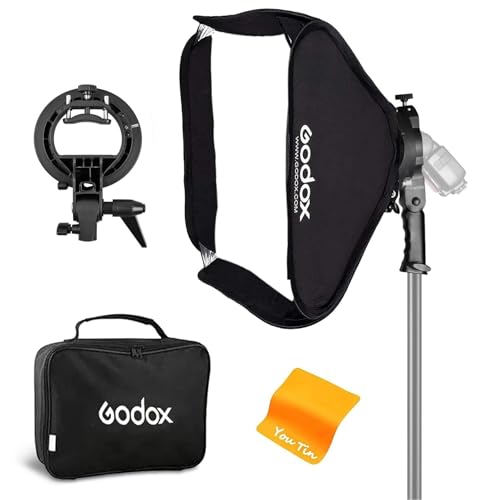 Godox Soft Box softbox Light 24'' x 24'' with Godox S-Type Speedlite Bracket, Bowens Mount Portable Softbox Kit Suitable for AD200Pro AD200 V860II TT685II TT600 TT350