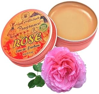 ROSE Perfume - Eau de Parfum - Solid Balm - Natural Essential Oils Aromatherapy Fragrance (Tea Rose, De Mai, Otto, Rosa Damascena, Centifolia, Gardenia) Travel Size, Party Guest Favors Gifts - 0.5oz