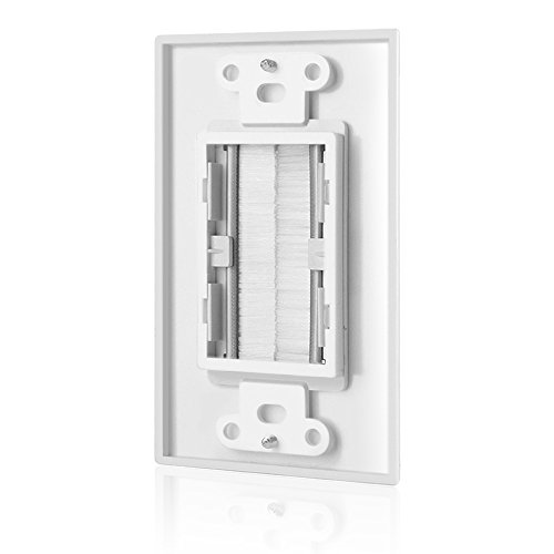 Tnp Brush Wall Plate (1 Pack) - Single Gang Cable Entry Access Brush Bristles Style Strap Opening Port Insert Socket Wiring Plug Jack Decorative Face Cover Outlet Mount Panel (White) #TOP2