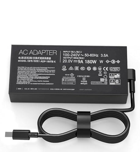 Image of 180W AC Charger Compatible with ASUS ROG Zephyrus G14 2024 GA403 GA403U GA403UI GA403UV GA403UU V16 V3607 GA403UV-G14.R94060 GA403UI-G14.R94070 A22-180P1A Laptop Adapter