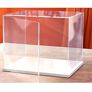 MECC Openable Clear Acrylic Display Case – Assemble Countertop Box with White Base – Dustproof Protection Showcase for Figures Toys Collectibles (24x16x20inch/60x40x50cm)