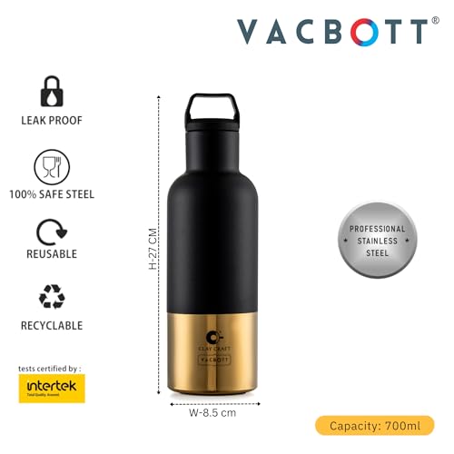Image of CLAY CRAFT VACBOTT Trekko Double Walled|18 Hours Hot and 24 Hours Cold Vacuum Insulated Flask 700ml|Easy to Carry|Gym Bottle|Home|Kitchen|Hiking|Travel Bottle|BIS Certified|1Year Limited Warranty