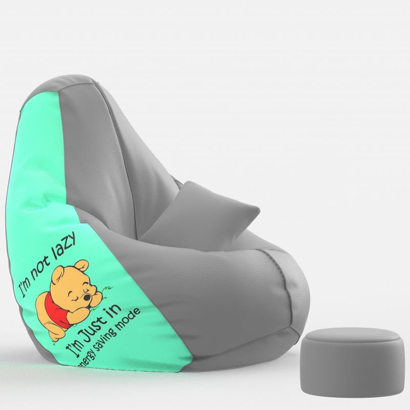 Image of Biggie Bean Bag Chair 6XL with Beans Filled-Pop Prints-Printed Designer Bags-Where Prints Meet Personality with Free Cushion & Footrest (Matching Color : Printed, Energy Savings Mode - Peach Grey)