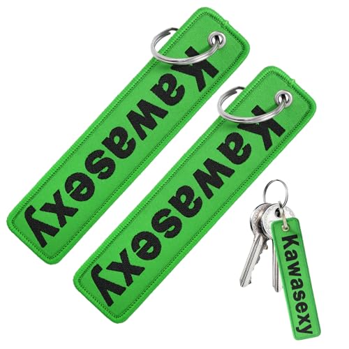 Godneei 2 llaveros de motocicleta, llavero de fieltro, cordón, widgets, verde (Kawasexy), accesorios de coche, para motocicleta, bolsa, verde, Talla única