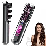 Spazzola Lisciante Senza Fili, Pettine Riscaldato Portatile Ricaricabile USB con 3 Temperature, Mini Spazzola Styling da Viaggio per Capelli Lisci