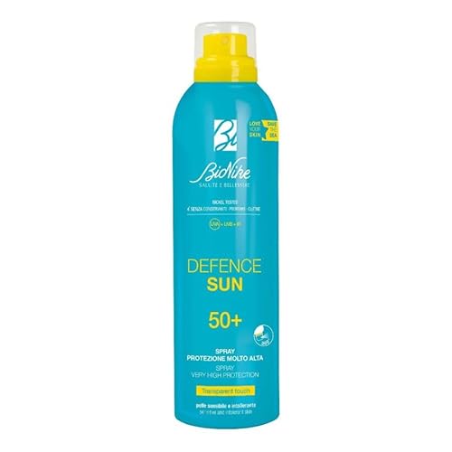 promo 1+1 Bionike Defence Sun 50+- Transparent Touch Spray Solare Corpo SPF 50+, per Pelli Sensibili, Azione Protettiva e Antiossidante, Waterproof e Invisibile, Ripara la Pelle 2 pezzi da 200 ml