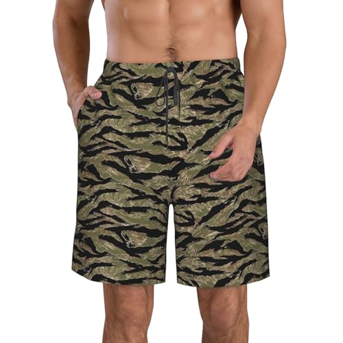 Limpac Tiger Stripe Camo Men's Swim Trunks Quick Dry Shorts for Beach, Board, Casual, Summer Wear - Hawaiian Bathing Suit