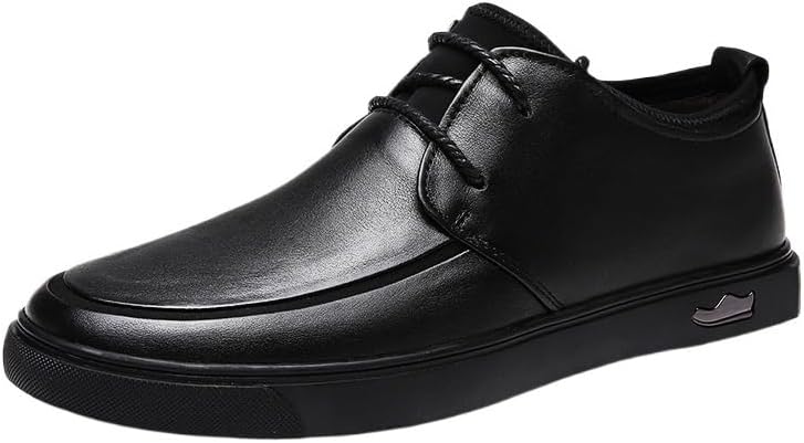 Men's Vintage Lace-up Round-Toe Leather Shoes Business Dress Low-top Oxfords Shoes Men Comfortable Soft-Soled Shoes for Party Wedding Work