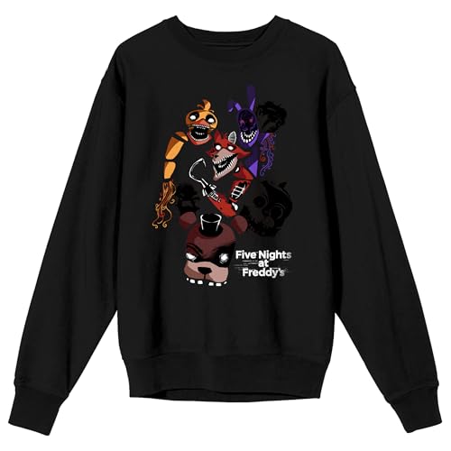 Bioworld Five Nights At Freddys Shadowy Figures Adult Black Crew Neck Long Sleeve Sweatshirt-Large