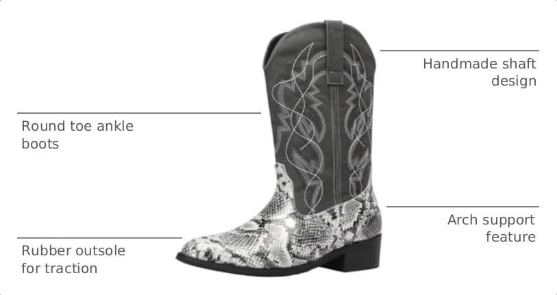 Image of Python Manning Men's Boots Cowboy for Men Classic Pointed Toe Western Pull Up Snakeskin Embroidered Mid-Calf Boots