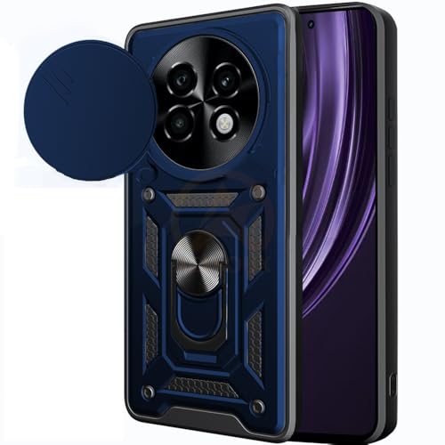 Image of Armor Bumper Back Cover Case for Realme 13 Plus / P1 Speed 5G Rotating Camera Cover, Ring Holder & Kickstand | Heavy Duty & 360 Degree Protection Realme 13 Plus / P1 Speed 5G Back Cover (Blue)
