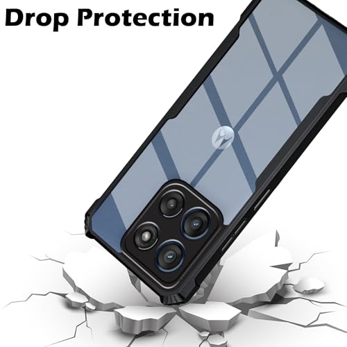 Image of Amazon Brand - Solimo Clear Back Cover Case for Moto Edge 60 Fusion 5G | 360 Degree Protection | Transparent Back Cover Case for Moto Edge 60 Fusion 5G (PC & TPU, Black Bumper)