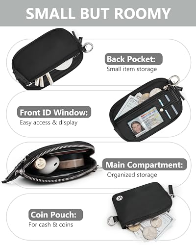 Image of Wallet Wristlet for Women, RFID Wallet Keychain with Dual Pocket | Nylon Wristlet Wallet with Coin Purse, ID Window, Card Holder and Small Wallet Design