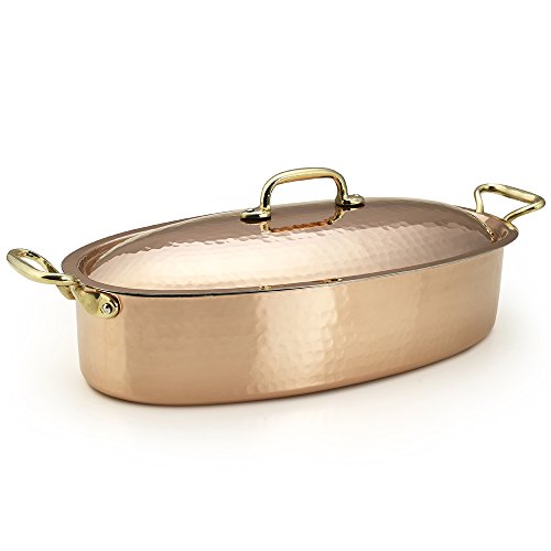 Kuprum Hand Hammered Copper Fish Poacher with Lid