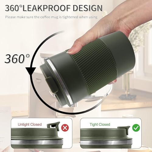 Image of Insulated Travel Coffee Mug, Stainless Steel Coffee Cup with Leakproof Lid | Double-wall insulation keeps drinks hot or cold for hours, with a leakproof lid and portable stainless steel design