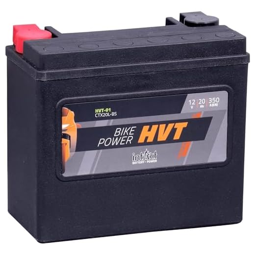 intAct - HVT-01 MOTORRADBATTERIE - Motorrad Batterie perfekt für Harley Davidson & andere hubraumstarke 2-Zylinder. Bike Power HVT-01, CTX20L-BS, 65989-97A, 12V Batterie, 20 AH, 350 A. 175x87x155mm