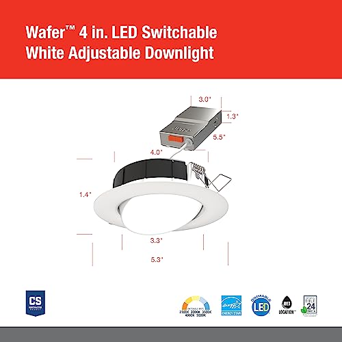 Image of Juno 4 inch Adjustable LED Wafer Downlight, 5-in-1 CCT, Matte White