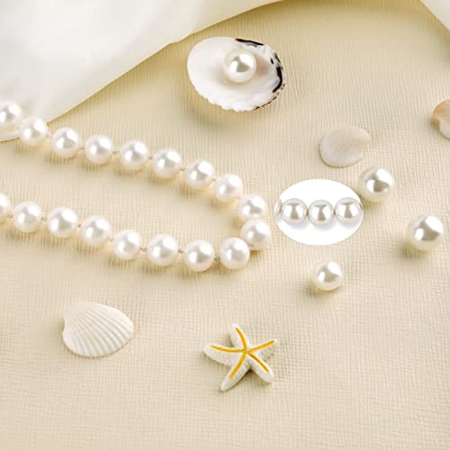 White Pearl Strand Necklace Women: 8mm/10mm Ivory Pearl Chain Wedding Jewelry with Dainty Silver Clasp for Bride Bridemaid - Trendy Accessory for Mother Graduate Elegant Lady4