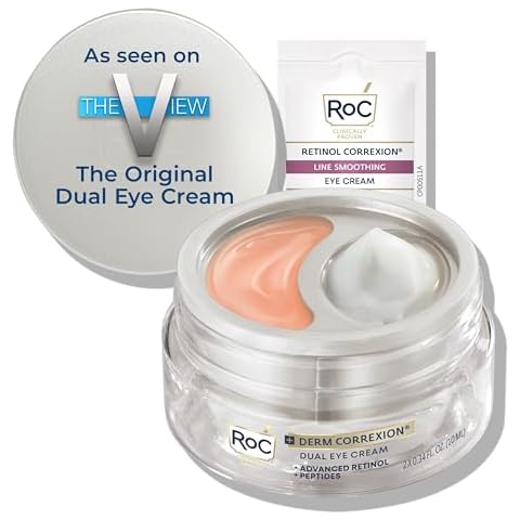 RoC Derm Correxion Dual Eye Cream with Advanced Retinol + Peptides for Puffy Eyes and Dark Circles, Stocking Stuffers for Men & Women, (.68 oz) with Retinol Eye Cream Packette Cover