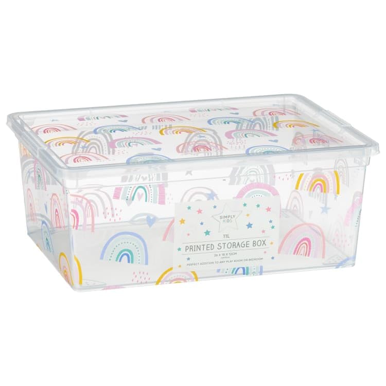 FAHAAM New Kids Storage Box with Rainbow Print – Plastic Square Storage Container for Toys & Clothes – Durable & Colorful Organizer for Children’s Room