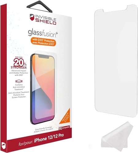 Image of ZAGG InvisibleShield Glass Fusion+ Screen Protector for iPhone 12 and iPhone 12 PRO - Strongest Hybrid D3O Protection, Case-Friendly, Scratch & Impact Resistant, HD Clarity - Clear