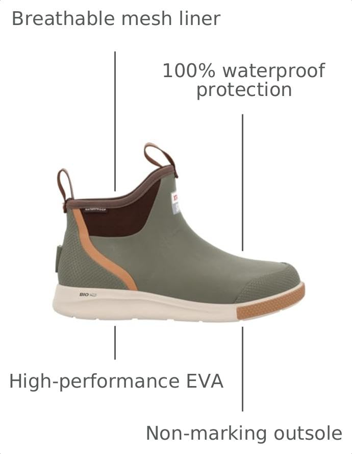 Image of XTRATUF 6 inch Men's Ankle Deck Boot Sport - 30% Lighter, 100% Waterproof Rubber Fishing Footwear - Non-Marking, Slip-Resistant Outsole - Moisture-Wicking Liner