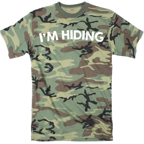 Mens Im Hiding Camo T Shirt Funny Sarcastic Military Hunting Novelty Dad Joke Funny T Shirts Cool Sarcastic Short Sleeve Novelty Tees for Guys Camo L