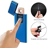 Leegoal Mechero con huellas dactilares, USB, recargable, resistente al viento, sin llama, sin butano, ultra delgado, para cigarrillos, cigarrillos, velas