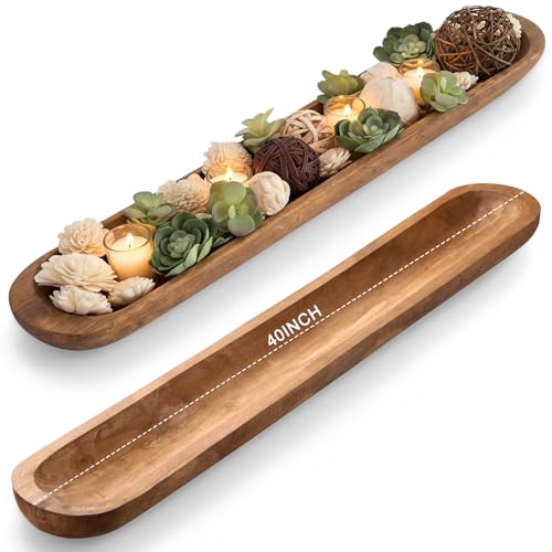 Sawysine 40 Inch Wooden Dough Bowl Decoration Vintage Hand Large