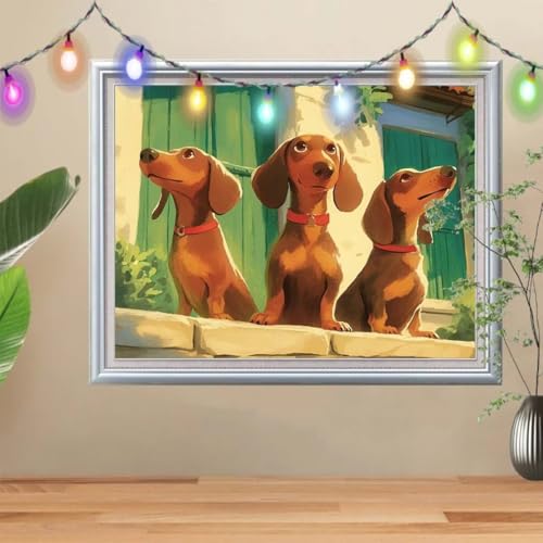 Kit peinture diamant adultes grand format 90x120 cm motif Teckel chien