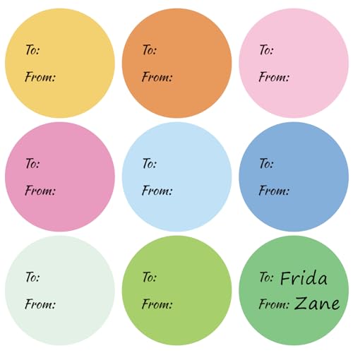 Whaline 315Pcs Pastel Gift Tag Stickers 2.5 Inch to and from Colorful Circle Present Stickers Back to School Self-Adhesive Blank Labels Envelope Sticker for Party Favors Marking 9 Colors