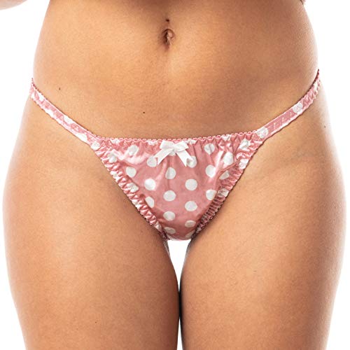 Satini Women's Polkadot Tanga Bikini Briefs Satin Panties (Baby Pink, M) #TOP17