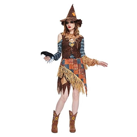 EraSpooky Disfraz Espantapájaros de Mujer Adulta para Halloween,Carnaval,Ropa de Fiesta Temática para Hombres y Damas,Disfraz de Pareja de Halloween