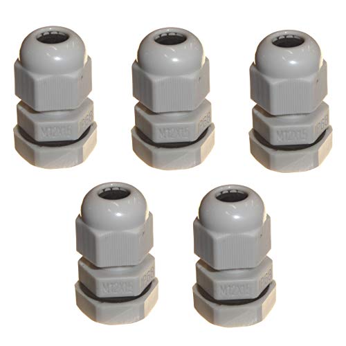 Lot de 5 presse-étoupes de compression M12 12 mm TRS pour câble de 3 à 6,5 mm, étanche IP68 avec écrou et rondelle Cover