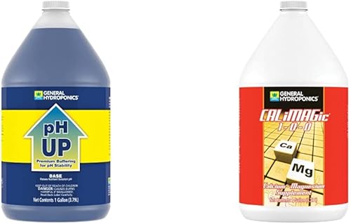 General Hydroponics pH Up Liquid Premium Buffering for pH Stability, 1-Gal & Concentrated Blend of Calcium & Magnesium, Secondary Nutrient
