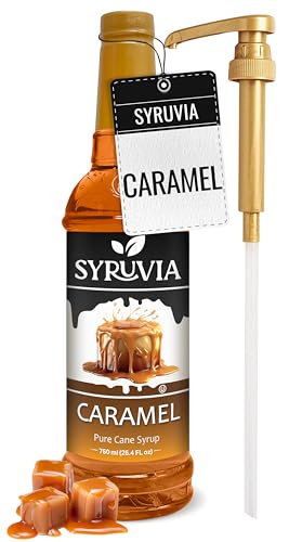 Syruvia Coffee Syrup, Caramel Flavored Syrup for Drinks, Lattes, and Desserts &ndash; 25.4 fl oz, With...