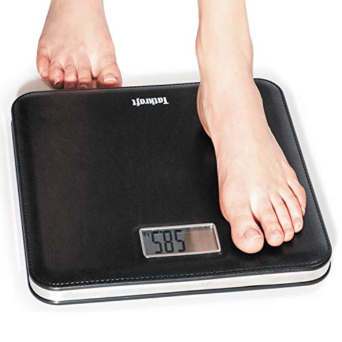 Style Digital Personenwaage Körperwaage Gewichtswaage Digitalwaage Leder Look Schwarz 180KG