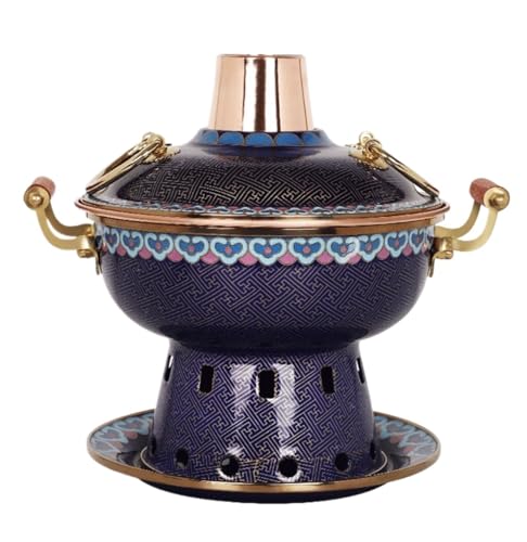 SEEHA Olla de carbón China for cocinar, Olla de Cobre esmaltada Individual, Olla for el hogar, Olla de Cobre China, Utensilios de Cocina(Blue1)