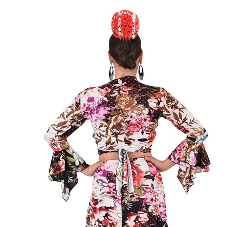 Image of Top-Bolero de Tejido elstico, Cruzado y de Mangas con Volante, Ideal para la Danza Flamenca o Sevillanas