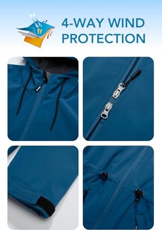 Image of FARVALUE Women's Long Softshell Jacket Waterproof Lightweight Warm Windproof Hooded Fleece Lined Rain Coat for Outdoor