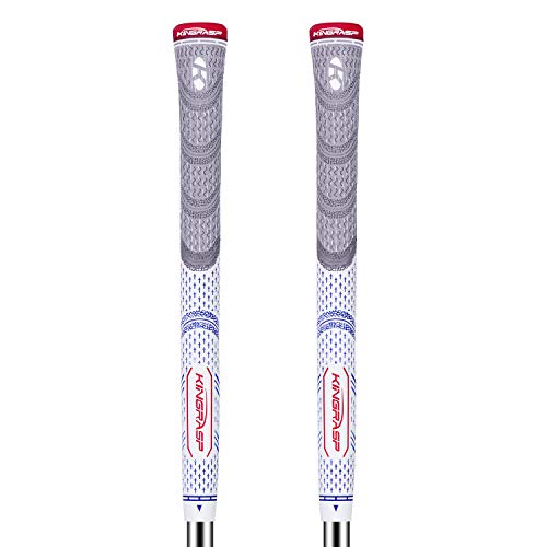 KINGRASP Victor Golf Grips Set of 2(Free 2 Tapes) - All Weather Cord Rubber Golf Club Grips Ideal for Clubs Wedges Drivers Irons Hybrids (Gray White, Standard)